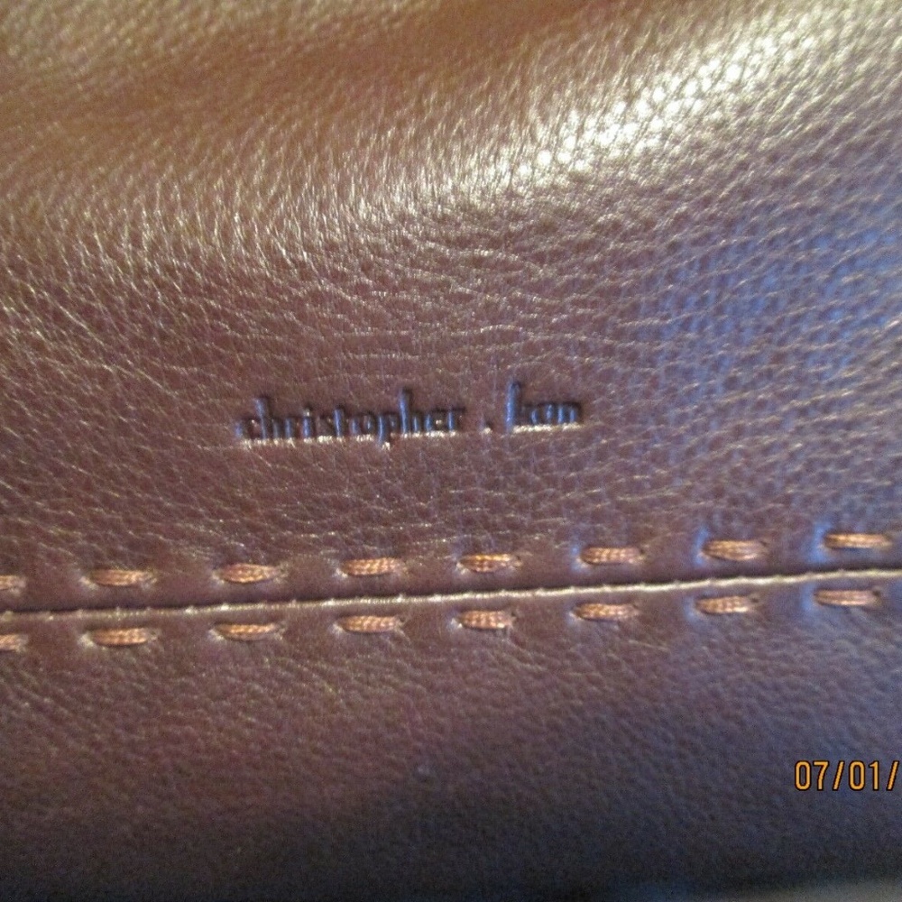 BEAUTIFUL! "CHRISTOPHER KON" BROWN LEATHER SATCHEL - Picture 3 of 8